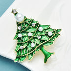 PENDRA Noelpearl Pearl Green Christmas Tree Brooch