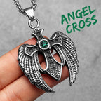 PENDRA Angel Wing Cross Steel Necklace