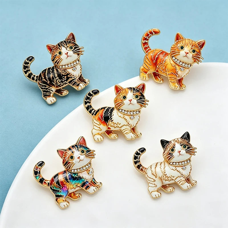 PENDRA Kitty Rhinestone Cat Brooch