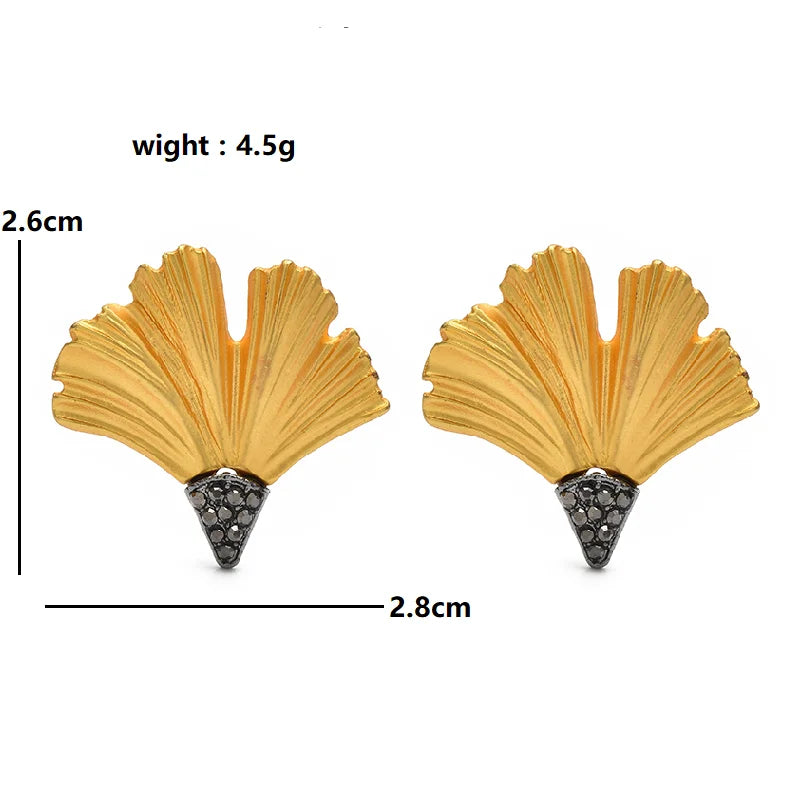 PENDRA Gingko Stud Ginkgo Leaf Earrings