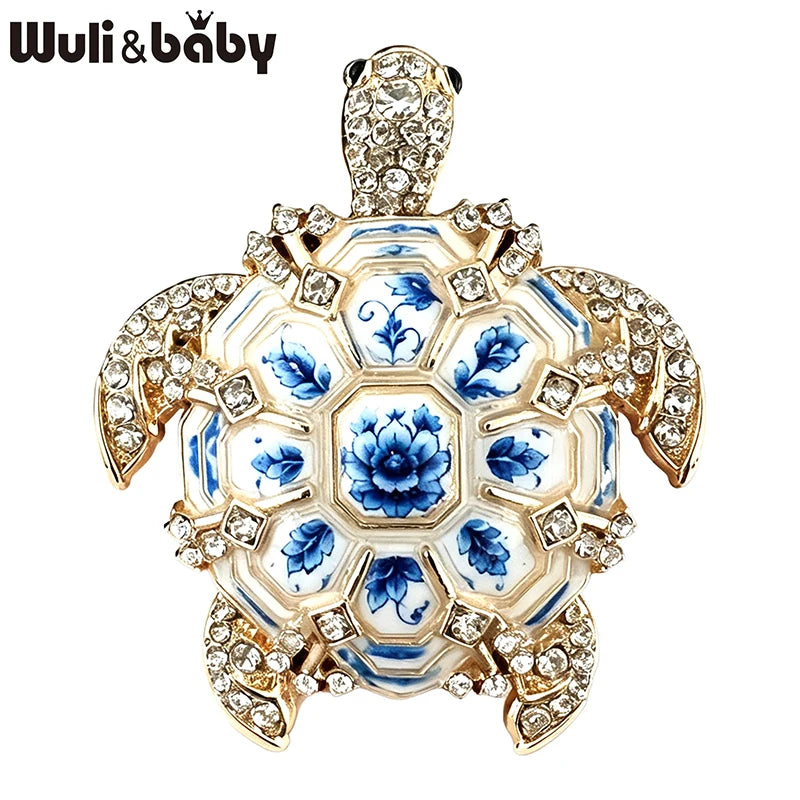PENDRA Tidal Gem Rhinestone Turtle Brooch