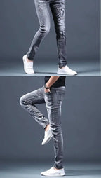 PENDRA Denim Cotton Printed Trousers