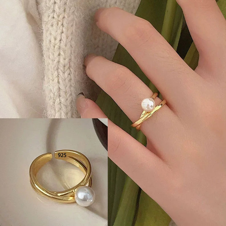 VENTFILLE 925 Sterling Silver Double Layer Vintage Twisted Ring For Female Gift Trend Open Adjustable Design Jewelry Wholesale