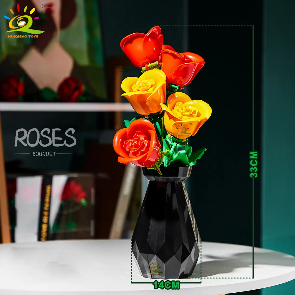 PENDRA Rose Bouquet Floral Building Set