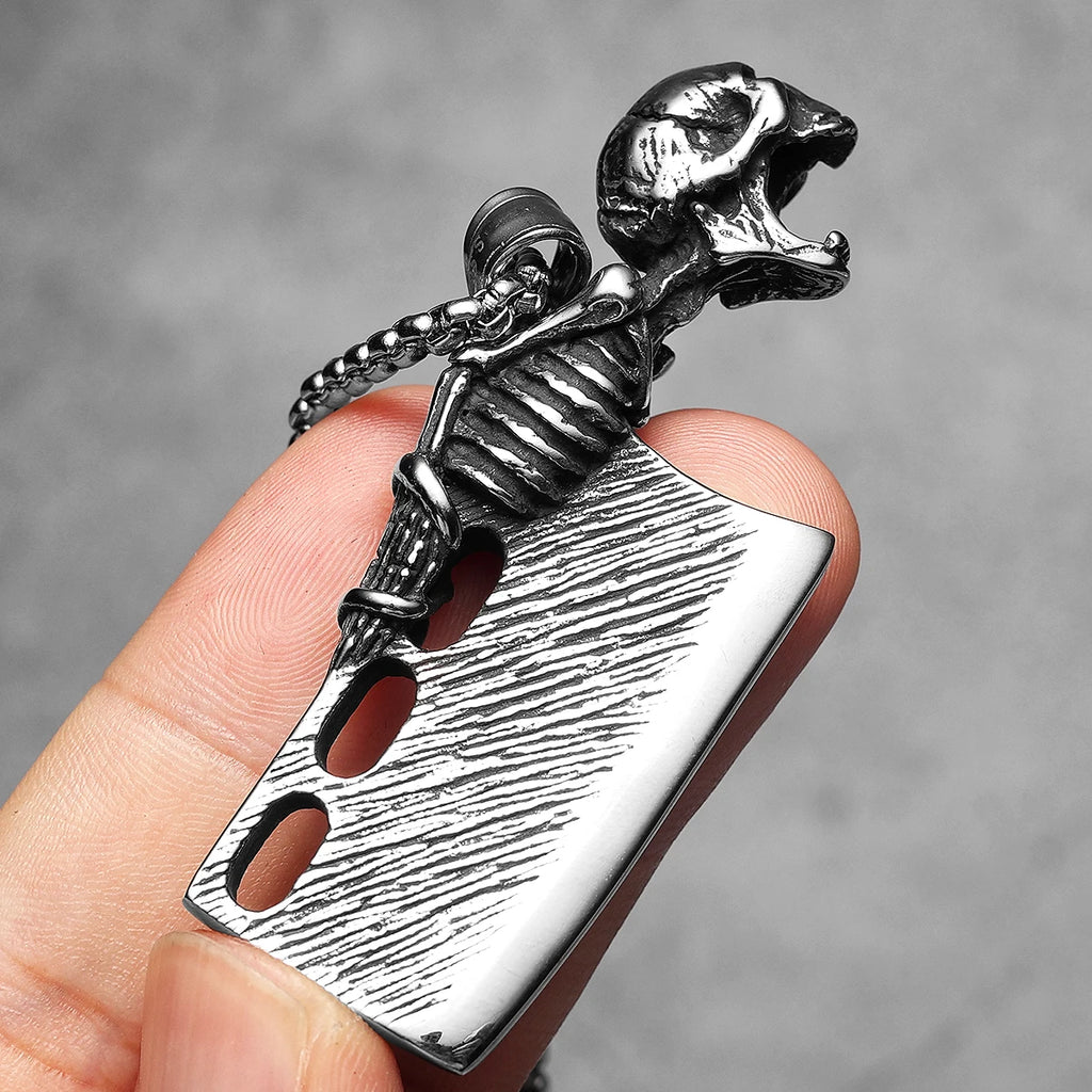 Skull Knife Simple Men Necklaces Stainless Steel Pendant Chain Women Punk Fashion Jewelry New In Accessories Gifts Wholesale