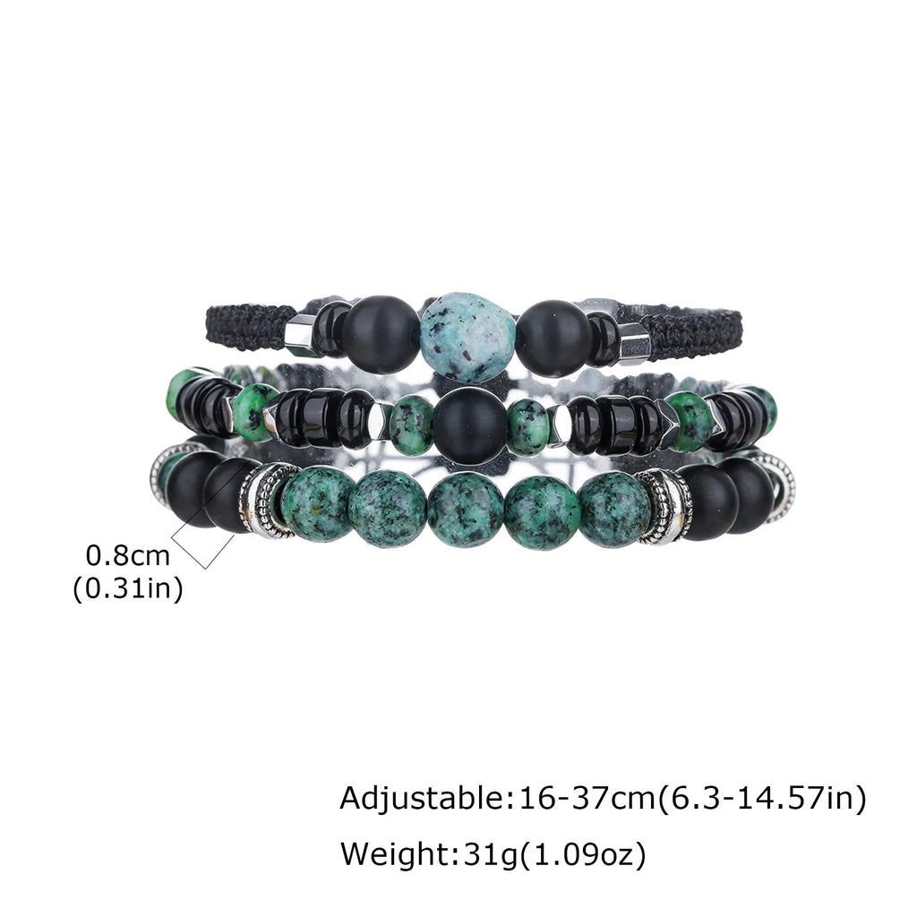 Ethnic Bead Bracelet for Men Boys,Layered African Pine Bead Wristband,Punk Jewelry Gift