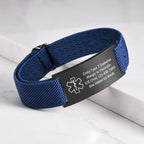Medical Alert Bracelet for Men Women,Personalized Stainless Steel Elastic Strap Wristband,Gifts for Family Grandparents Patient