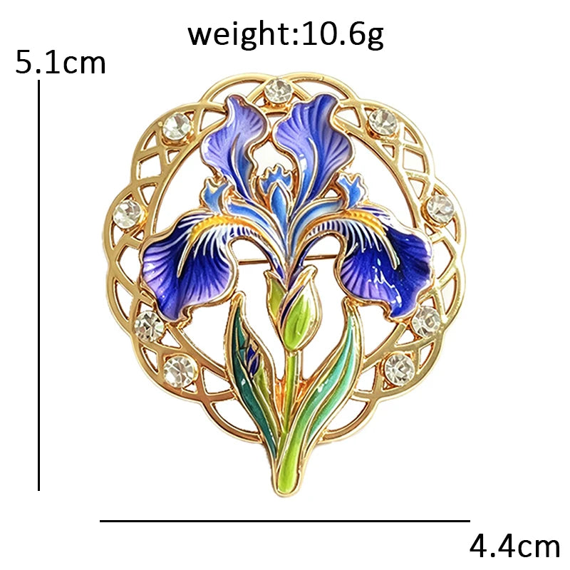 PENDRA Iriselle Famous Painting Iris Flower Brooch
