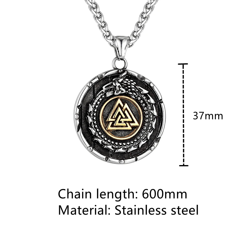 PENDRA Dragon Rune Steel Necklace