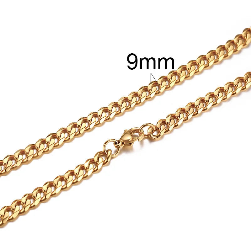 Cuban Link Chain Necklace for Men Women,3 to 7mm Stainless Steel Choker,Basic Jewelry Gift
