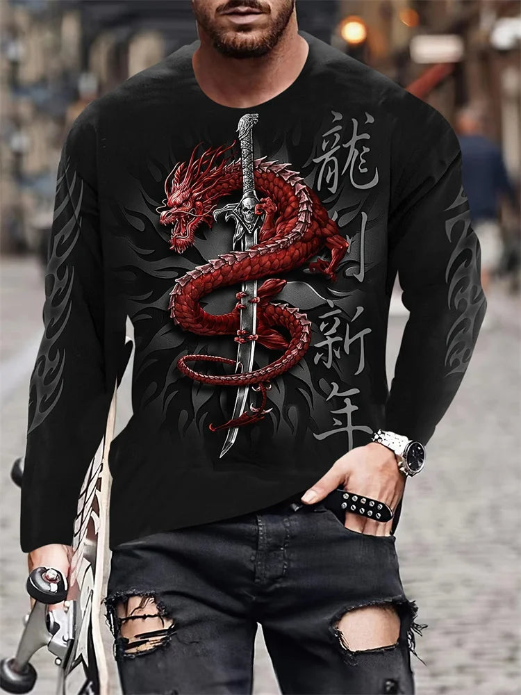 PENDRA Long Sleeve Flame Phoenix T-Shirt