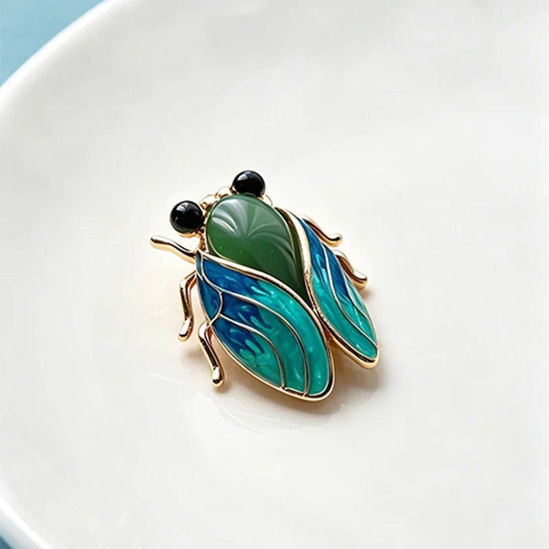 PENDRA Cicada Charm 2-Color Enamel Cicada Brooch