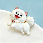 PENDRA Snowpup Enamel Running Dog Brooch