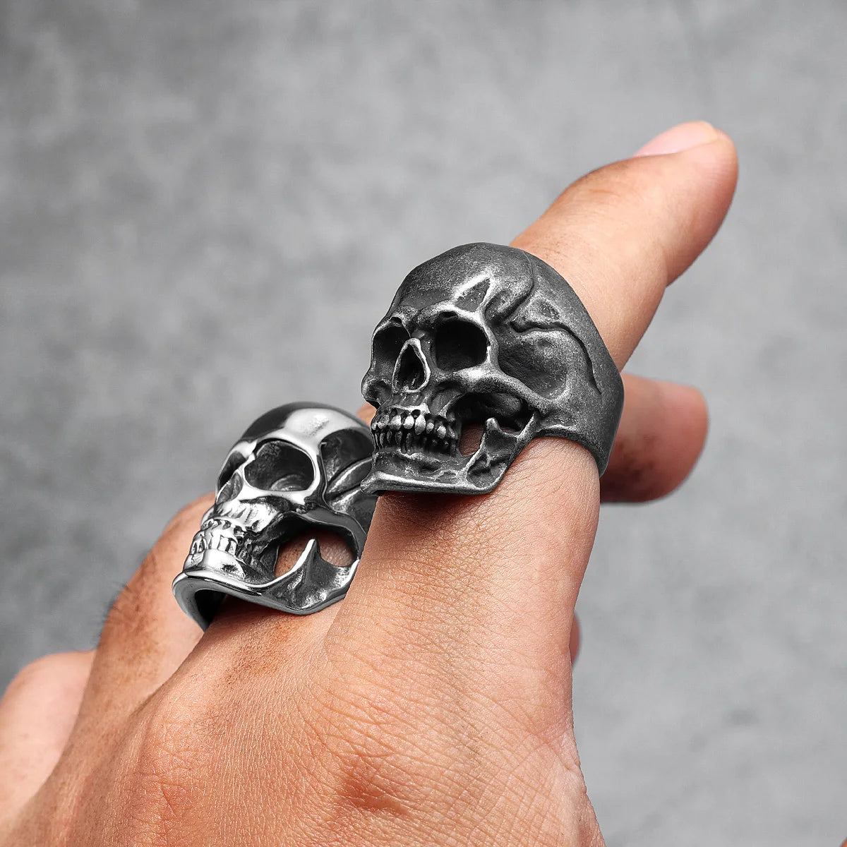 Gothic Punk Skull Stainless Steel Mens Rings Retro Trendy Domineering for Male Boyfriend Biker Jewelry Creativity Gift Wholesale