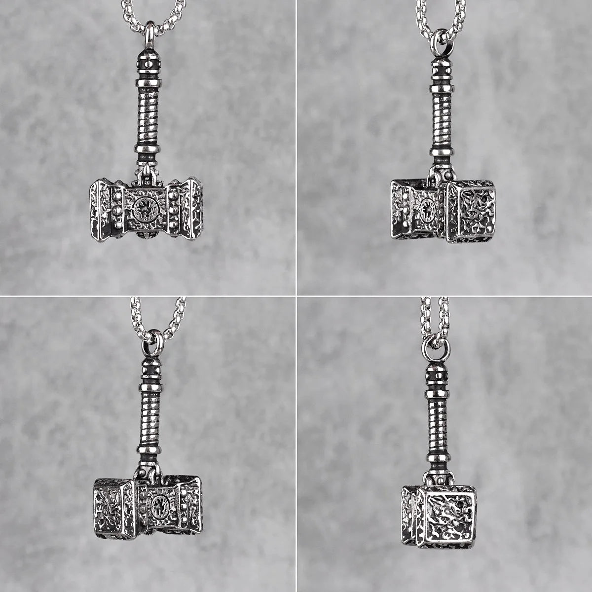 PENDRA Thor's Hammer Steel Necklace