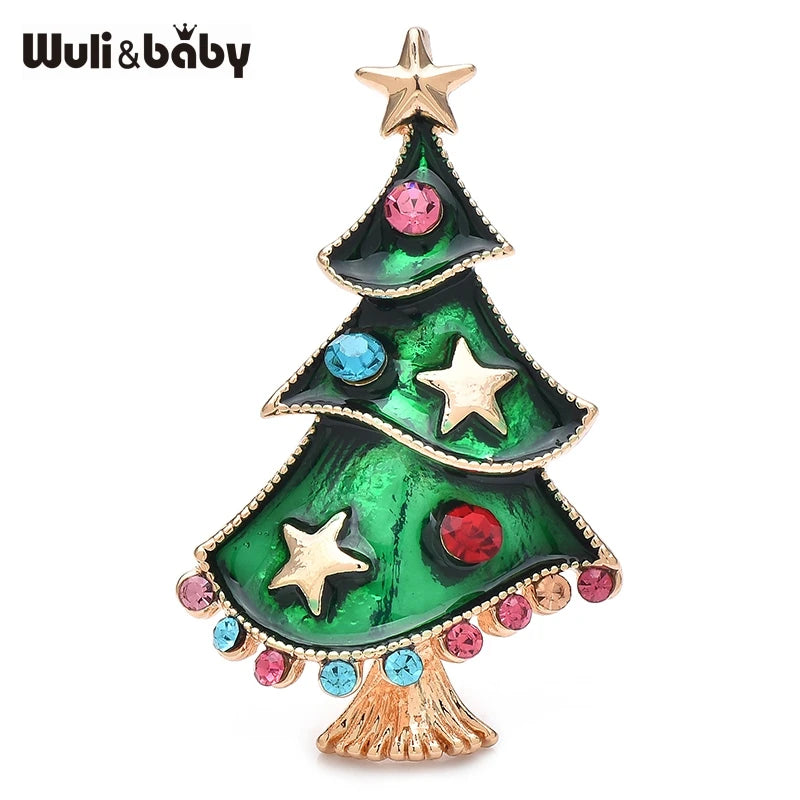PENDRA Noelgreen Green Enamel Christmas Tree Brooch