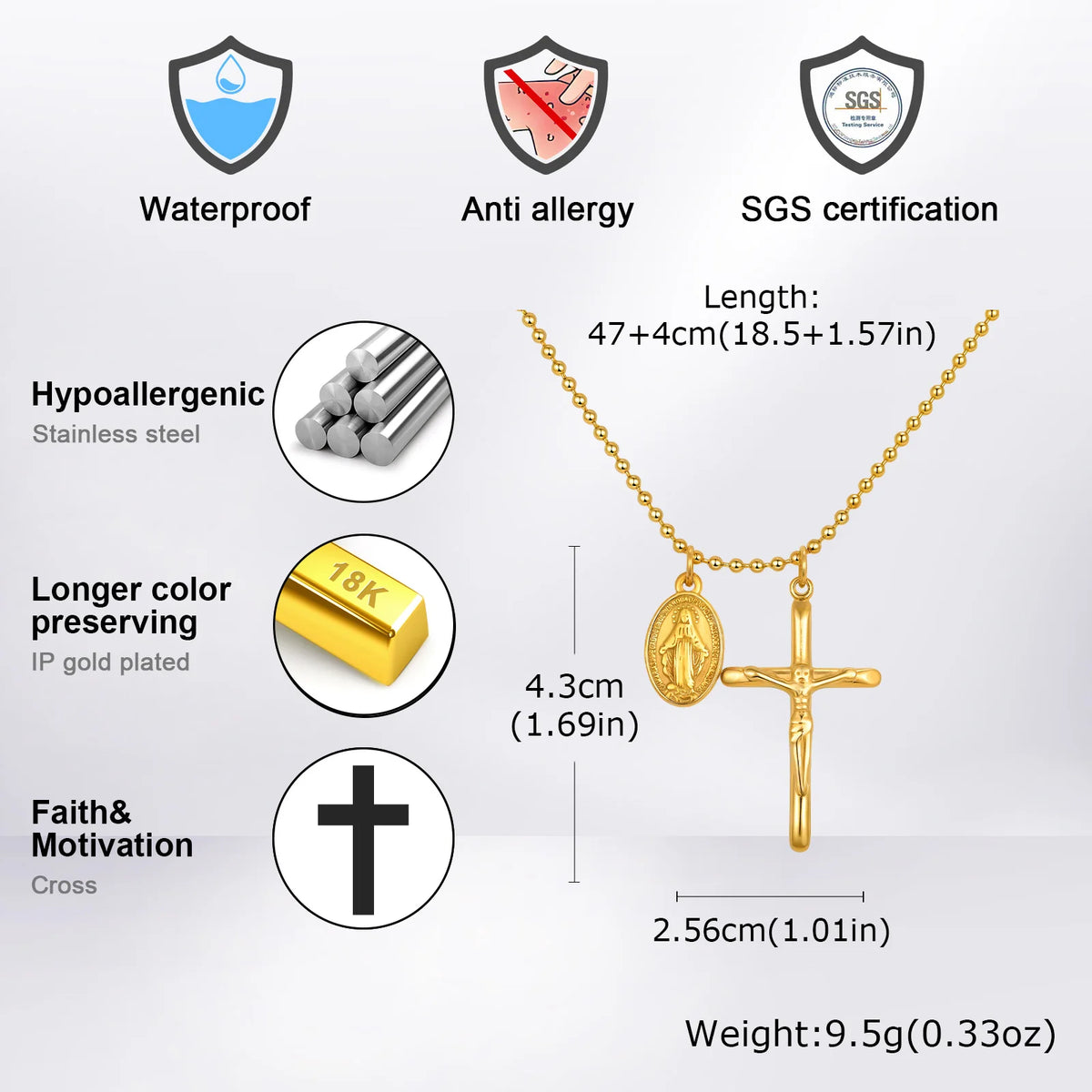 PENDRA Cross Mary Pendant Necklace
