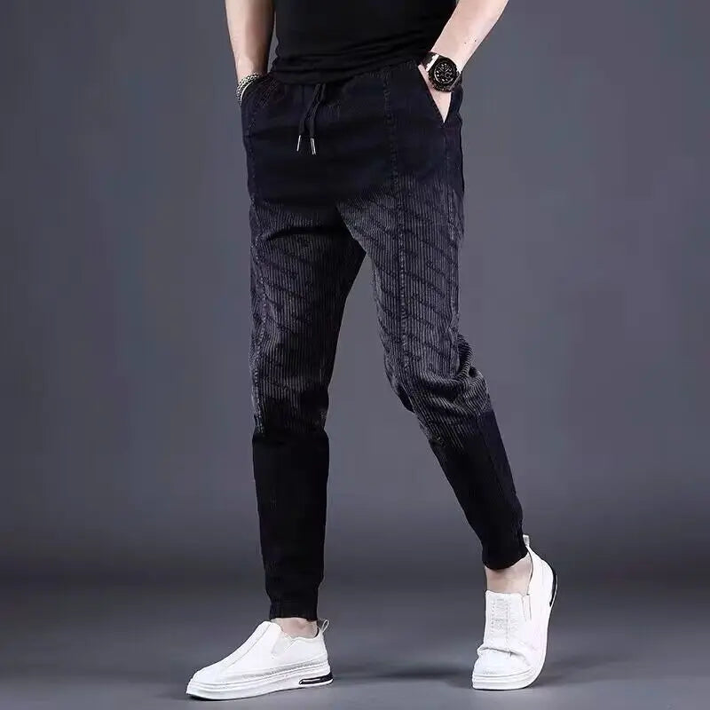 Gradual Change Color 2025 Tied Jeans Men's Summer New Loose Ruffian Handsome Small Feet Pants Trendy Brand Harlan Casual Pants