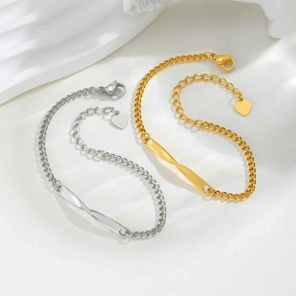 Simple Couple Bracelets for Women Men,Waterproof Stainless Steel Adjustable Mobius Bracelet,Anniversary Birthday Gift