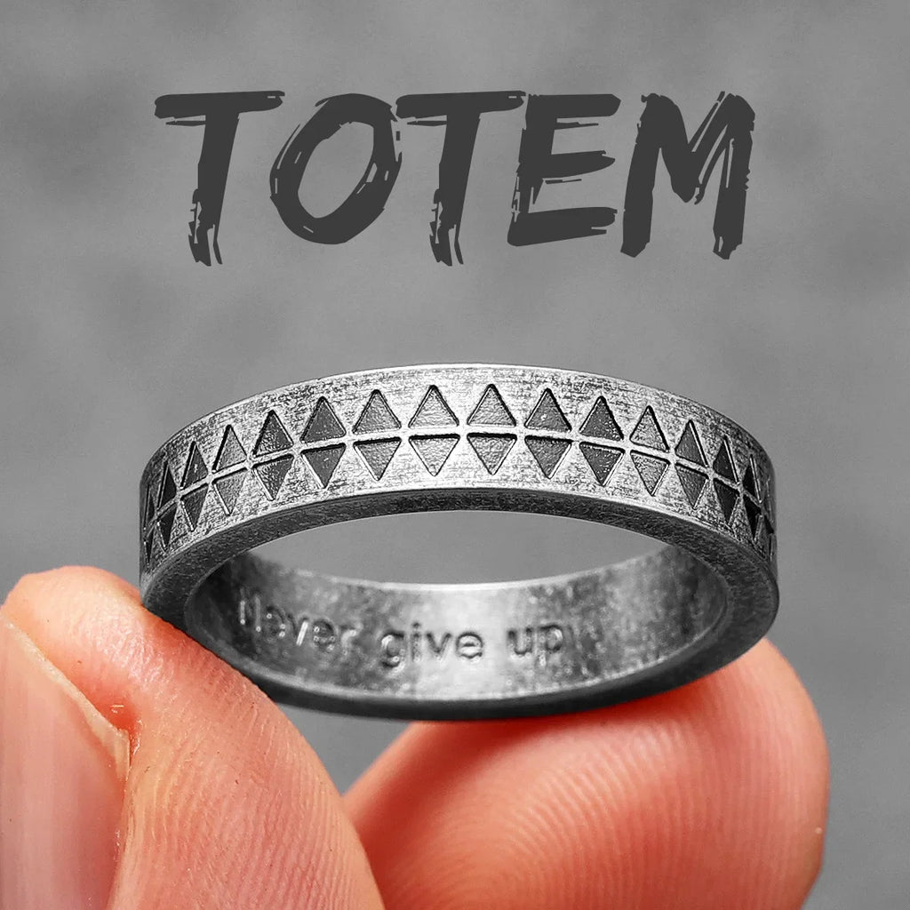 PENDRA Sawtooth Totem Rock Steel Ring