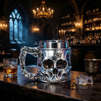 Halloween Spooky Skull Stein Mug 3D Relief Skeleton Pattern Stainless Steel Inner Tank Gothic Pub Bar Whiskey Wine Drink Cup