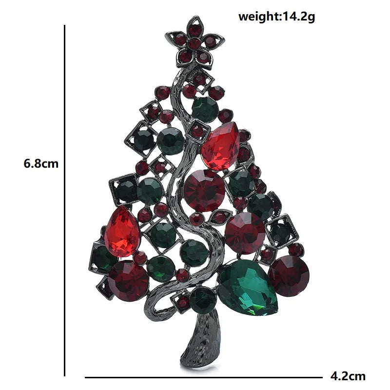 PENDRA Noelina Rhinestone Christmas Tree Brooch