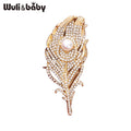 PENDRA Peacock Rhinestone Feather Brooch