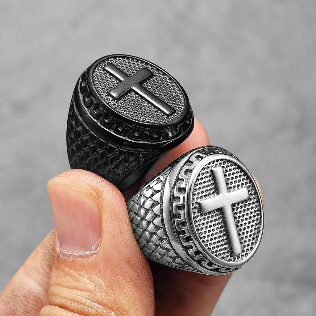 PENDRA Christian Cross Religon Steel Ring