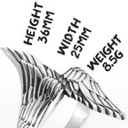 PENDRA Angel Wings Biker Steel Ring