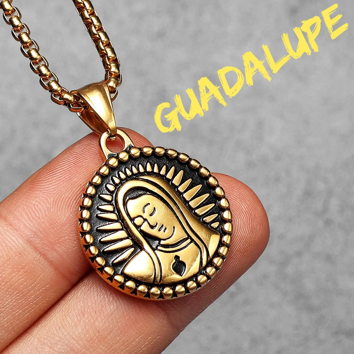 Virgin Mary Guadalupe Angel Cross Stainless Steel Men Necklaces Pendant Chain Amulet For Women Fashion Jewelry Gifts Wholesale