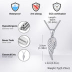 Men's Rose Wing Pendant Necklace,Never Fade Stainless Steel Wings Collars,Rock Punk Jewelry Gift