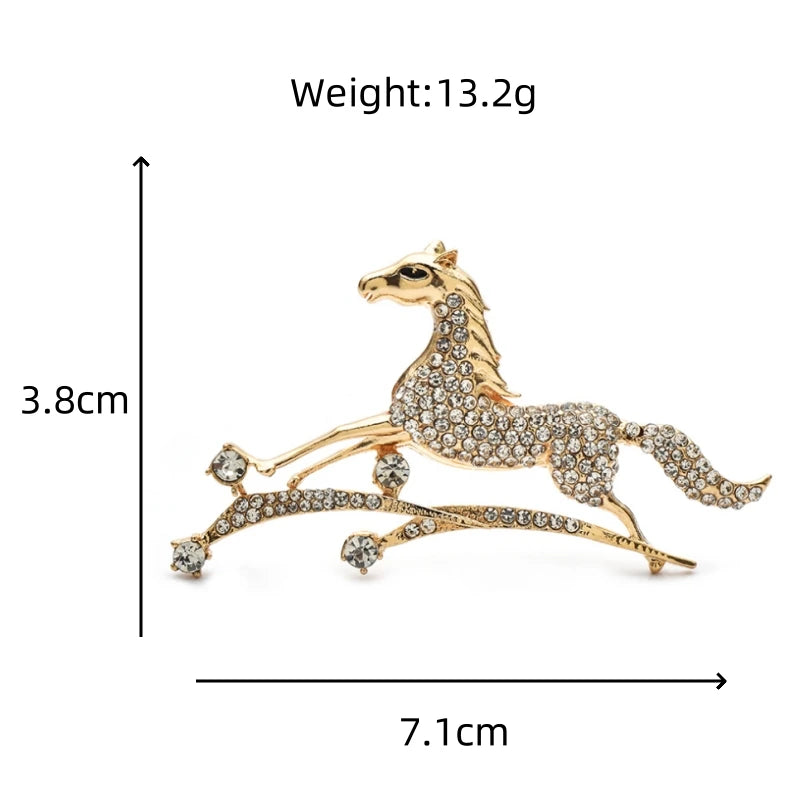 Wuli&baby Riding Meteors Horse Brooches For Women Men 2-color Rhinestone Running Fast Horses Animal Party Casual Brooch Pins