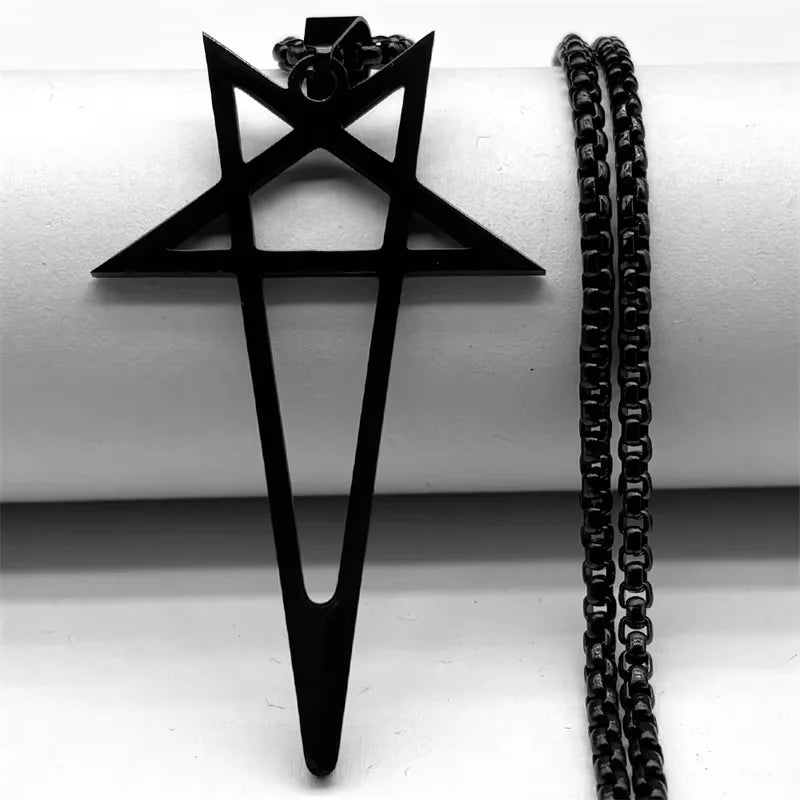 Pentagram Spike Rivet Hoop Earrings For Women Men Stainless Steel Gothic Punk Hiphop Rock Musical Ear Pendant Jewelry Gifts