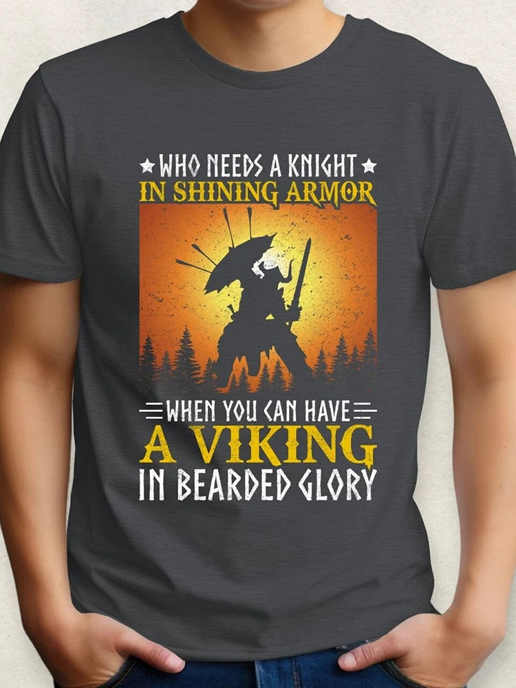 Valhalla Awaits Viking T-shirt Norse Mythology T-shirt Summer Outdoor Casual Men's T-shirt Street Fashion Men's Short Sleeve Top