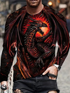 PENDRA Long Sleeve Dragon Print T-Shirt
