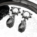 Funny Grenade Rivet Earrings For Men Women  Stainless Steel Silver Color Hiphop Rock Party Male Punk Hoop Ear Ring Jewelry Gift