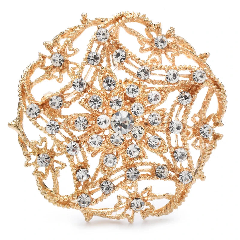 PENDRA Stella Vintage Rhinestone Star-Flower Brooch
