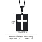 Men Necklaces, Cross Cut Out Pendant, Stainless Steel Small Dog Tag Necklace, Christ Religion Jewelry