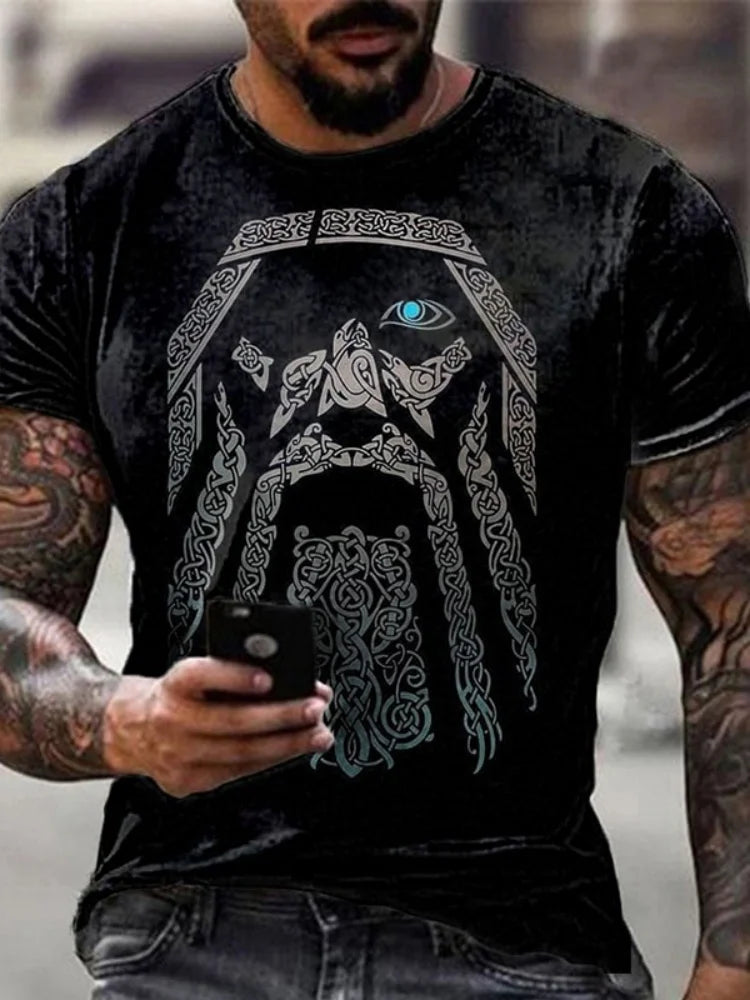 PENDRA Nordic Rune Printed Short-Sleeve T-Shirt