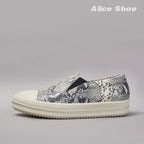 PENDRA Python Veil White Slip-On Low-Top Python-Pattern Leather Platform Shoes