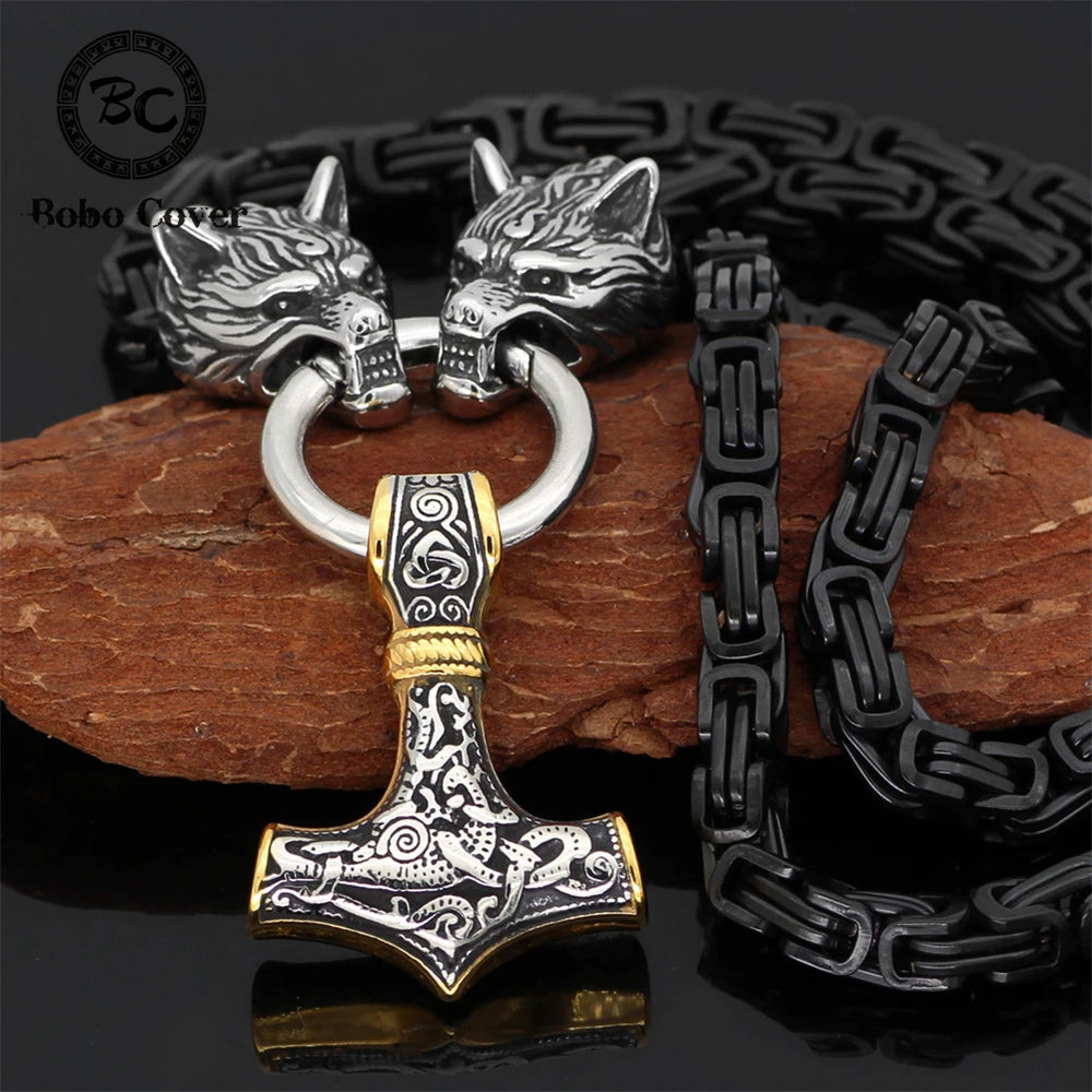 PENDRA Wolf Norse Hammer Necklace