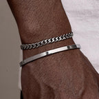 5mm Cuban Chain Bracelet for Men Boys,Waterproof Stainless Steel Cuff Bangle,Simple Minimalist Jewelry Gift