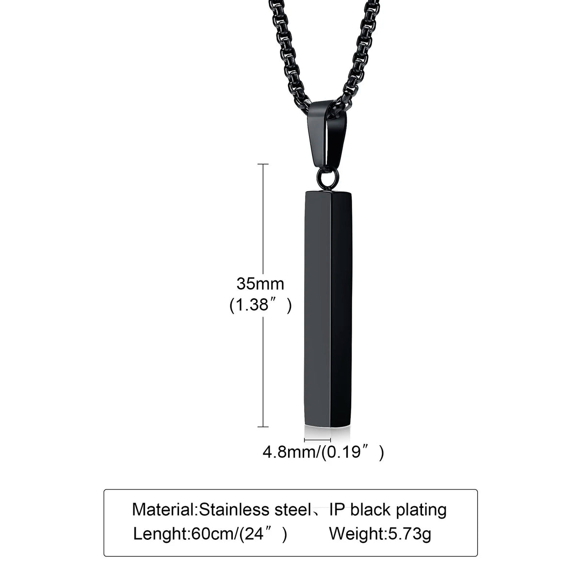 Personalized 1-4 Sides Pillar Necklace for Men Women,Stainless Steel Rectangle Vertical Bar Pendant Necklace Gifts