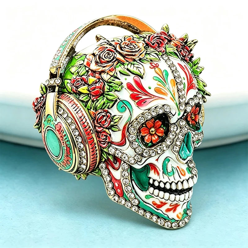 PENDRA Wear Headphone Skull Brooch