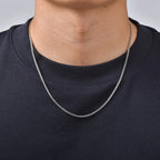 Punk Silver Color Chain Necklace for Men Women,Hip Hop Stainless Steel Braided Link Chokers,Classic Metal Jewelry Gift