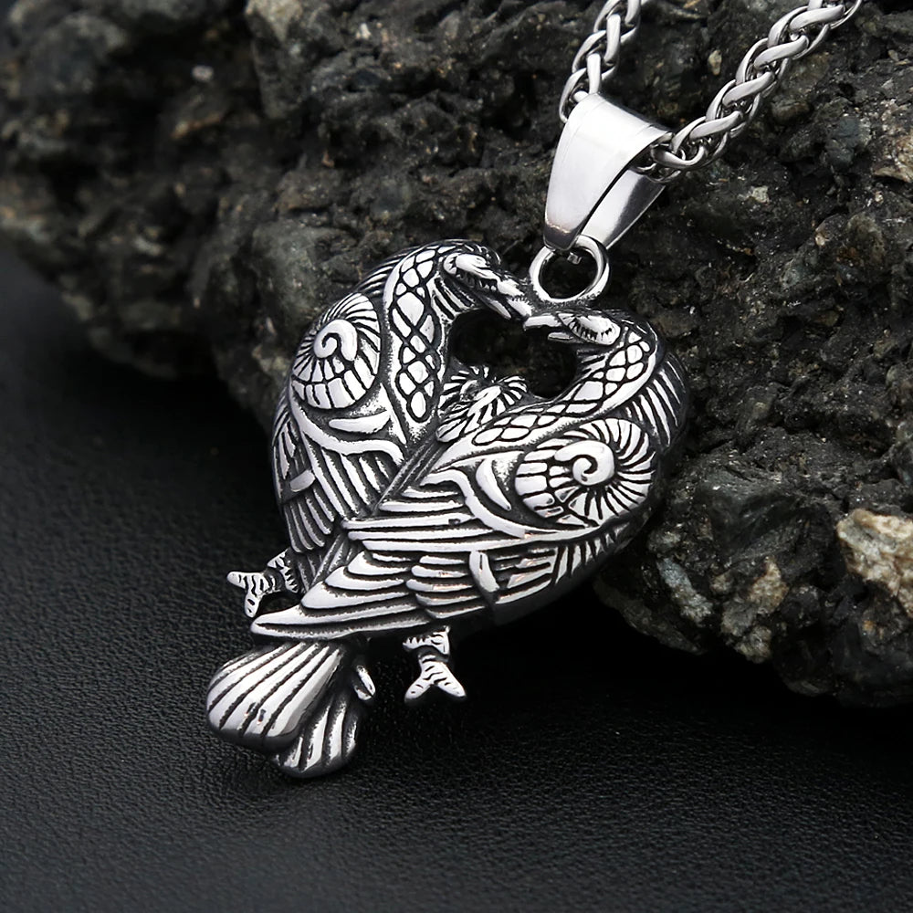 PENDRA Ravenodin Nordic Double Raven Pendant Necklace