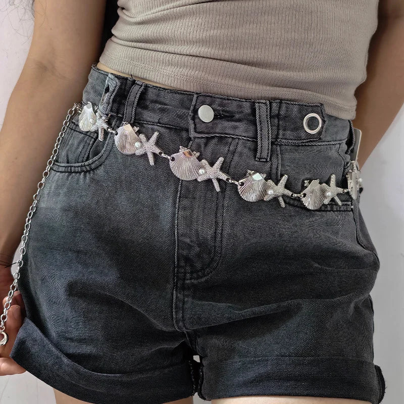 Vintage Metal Starfish Conch Seaside women's Waist Belly Belt Chain for Women New Fashion Boho Summer Beach Sexy Body Jewelry