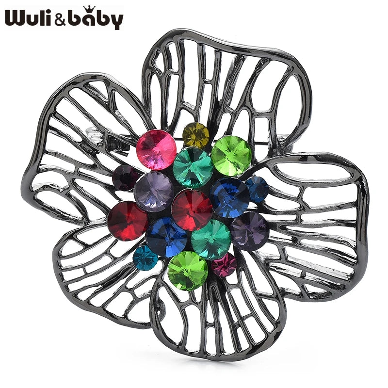 PENDRA Hollowa Rhinestone Hollow Flower Brooch