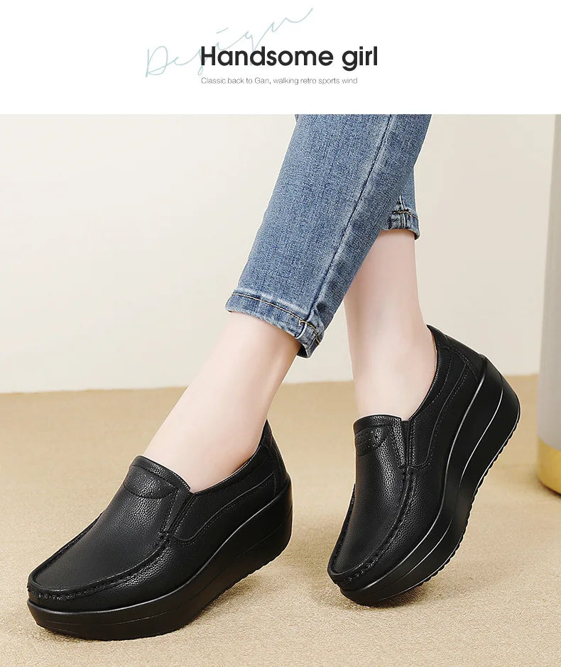 PENDRA Leather Sports Platform Shoes
