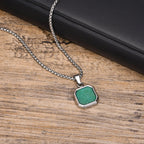 PENDRA Square Stone Natural Pendant Necklace